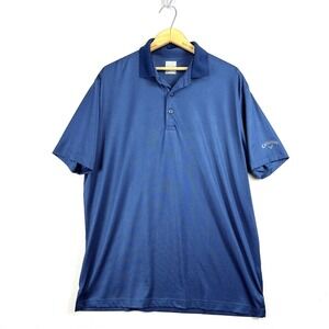 CALLAWAY Golf Polo Mens L Blue Allover Check Print Opti-Dri Lightweight Loose‎